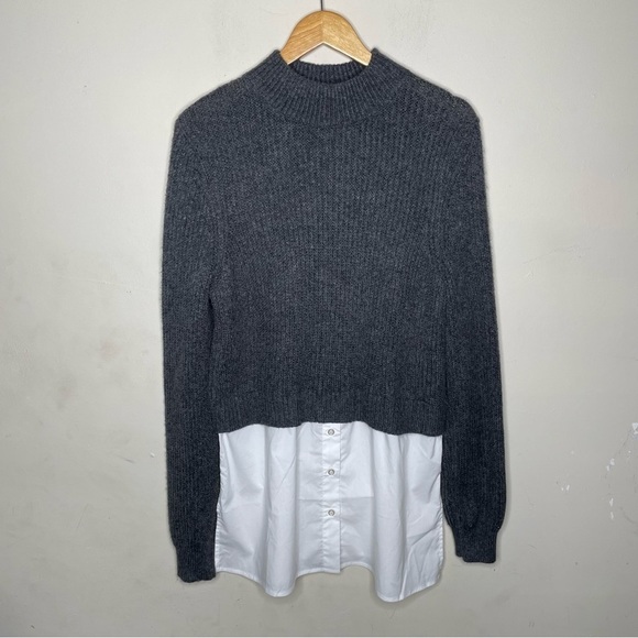 H by Halston Mock Layer Mixed Media Sweater Shirt Large - Picture 13 of 14